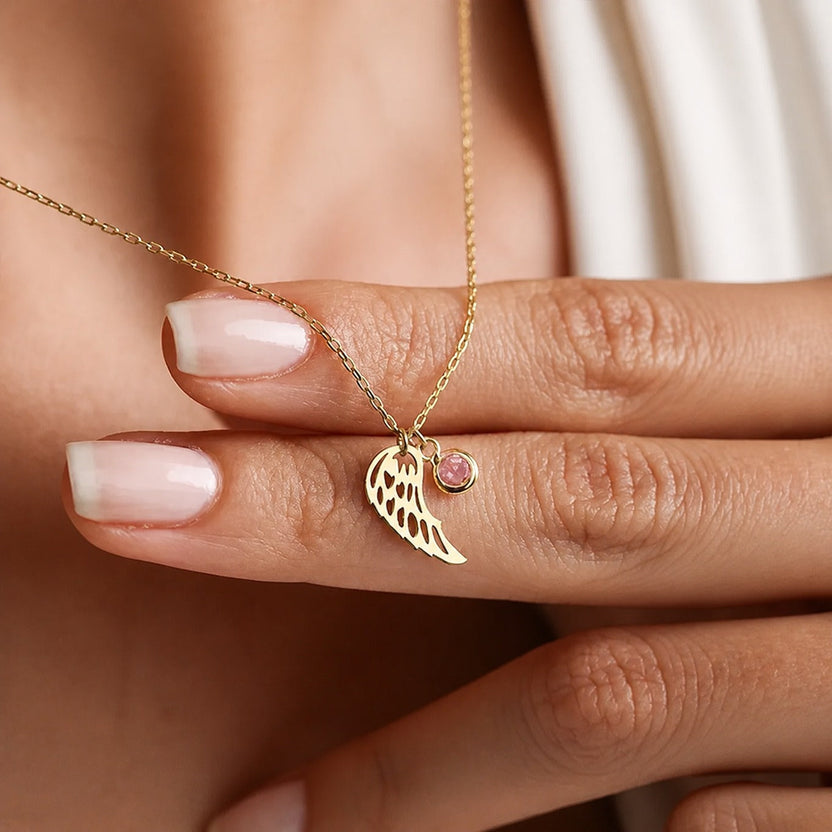 Collar de piedra natal con ángel guardián – imagen 2