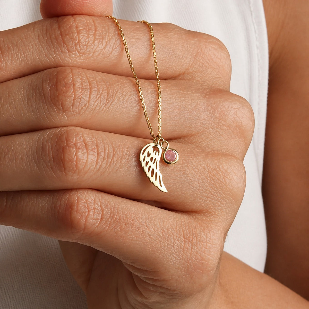 Collar de piedra natal con ángel guardián – imagen 15