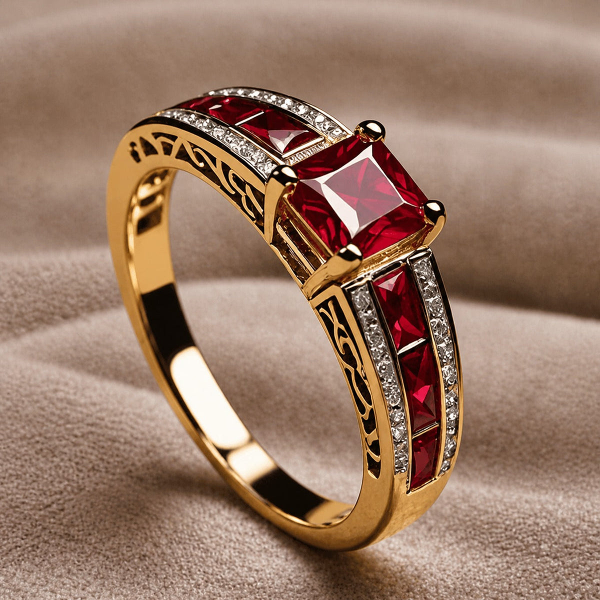 Anillo corona de rubí heredado