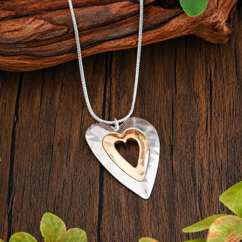 Collar corazón oro y plata Carmen, Lucía & Rocío