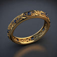 Anillo de hoja de circonita azul