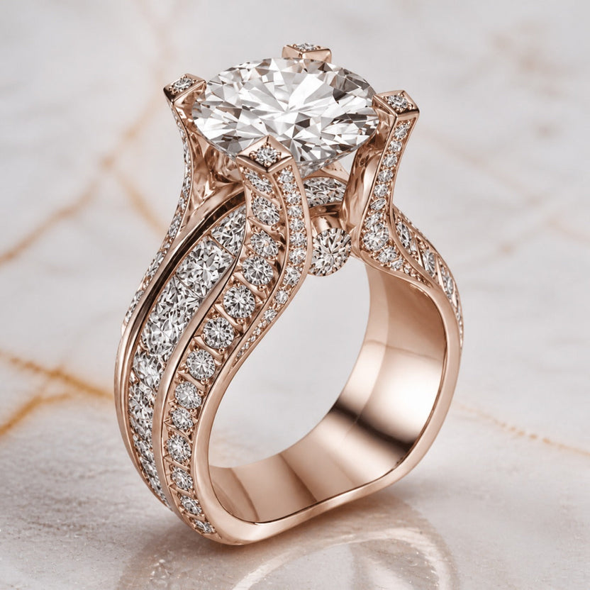 Anillo statement de cristal de lujo