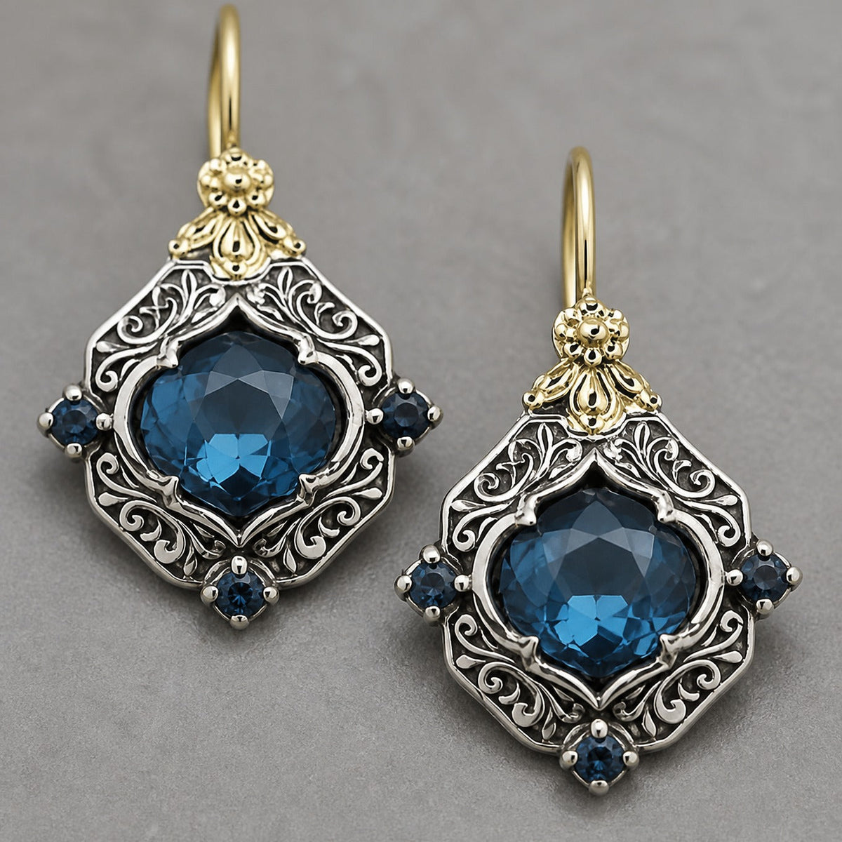 Pendientes colgantes de cristal azul