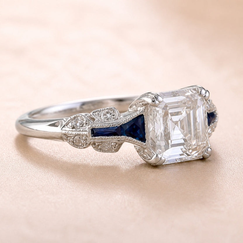 Anillo Heirloom azul real vintage