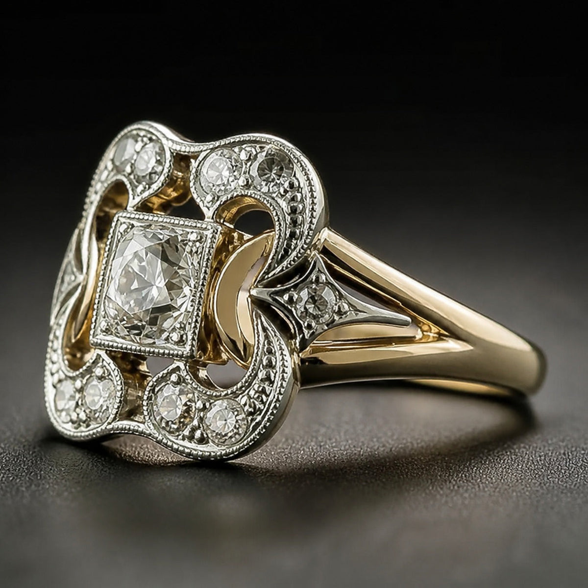 Anillo vintage de oro con circonita – imagen 3