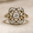 Anillo vintage de oro con circonita