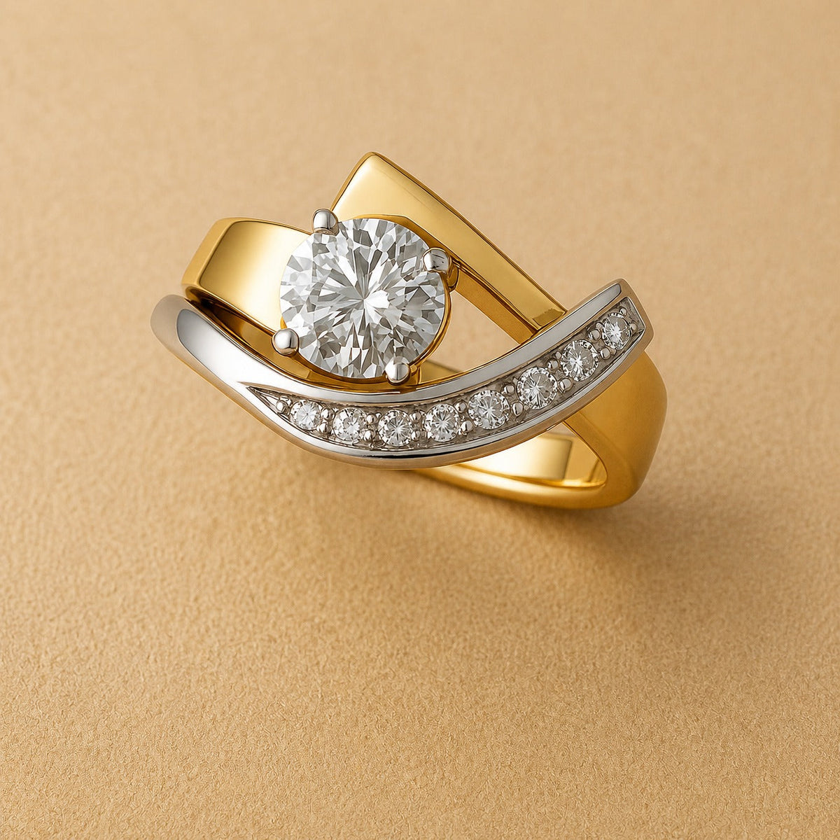 Anillo bicolor artístico