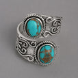 Anillo cruz vintage de plata con turquesa