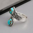 Anillo cruz vintage de plata con turquesa – imagen 2