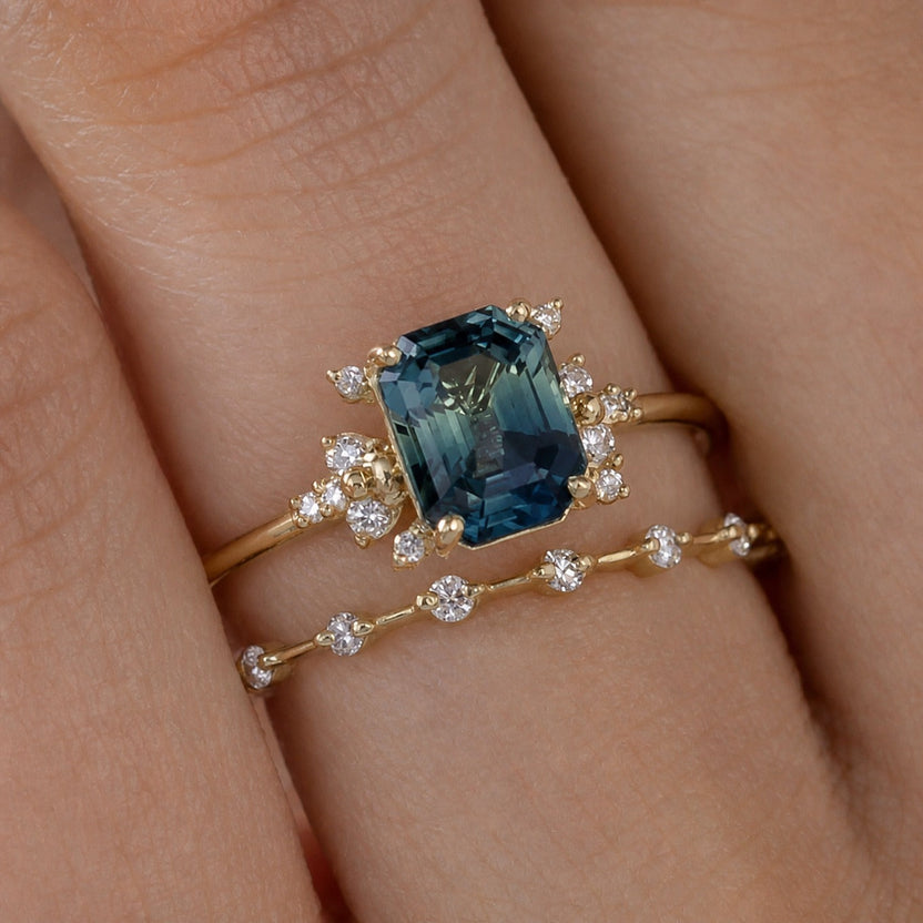 Set de anillos azul cristal brillante