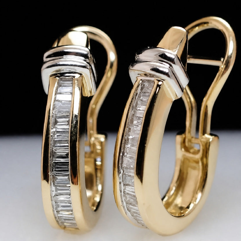 Pendientes vintage de oro con diamantes