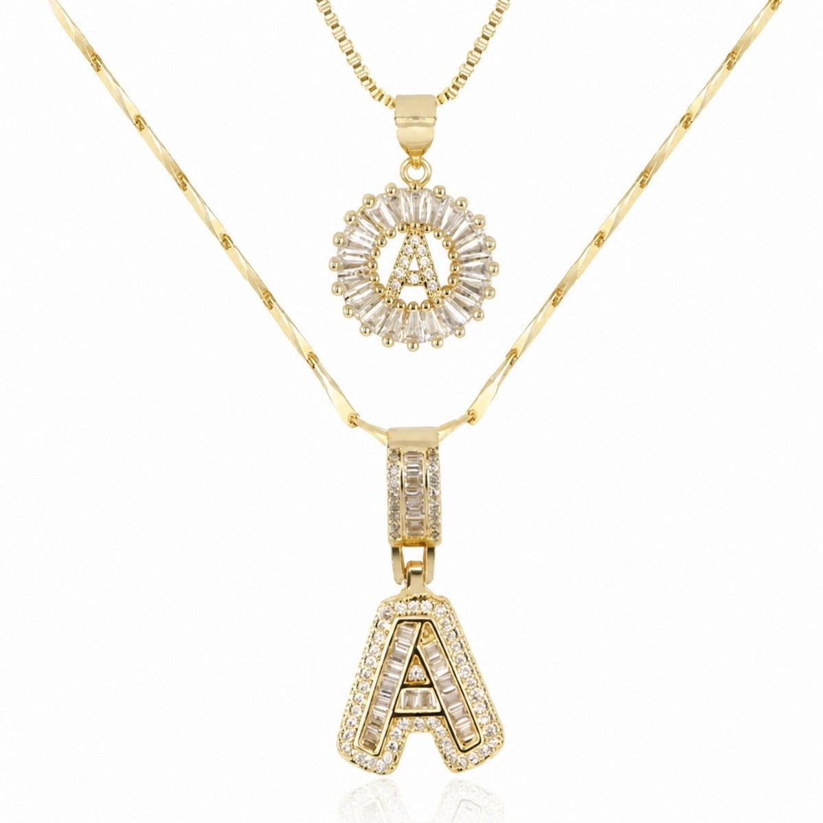 Set de collar con inicial de letra pavé – imagen 2