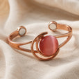 Pulsera de cobre con esfera rosa eterna
