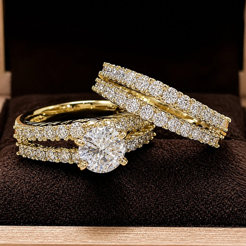 Set de anillos de diamante de brillo eterno
