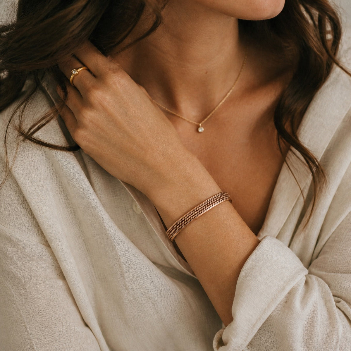 Pulsera de cobre con ondas azur – imagen 2