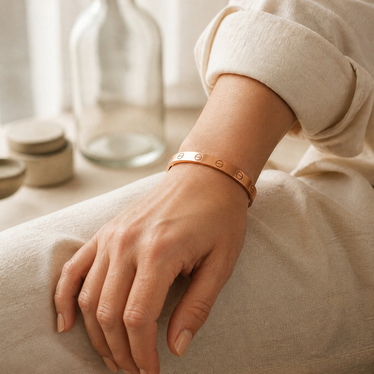 Pulsera de cobre Prestige con motivo de tornillo – imagen 2