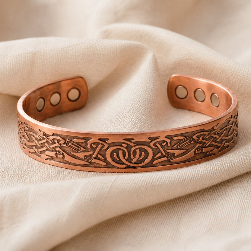 Pulsera de cobre con musgo del bosque