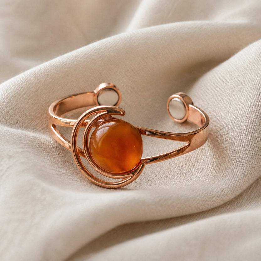 Pulsera de cobre con esfera de citrino