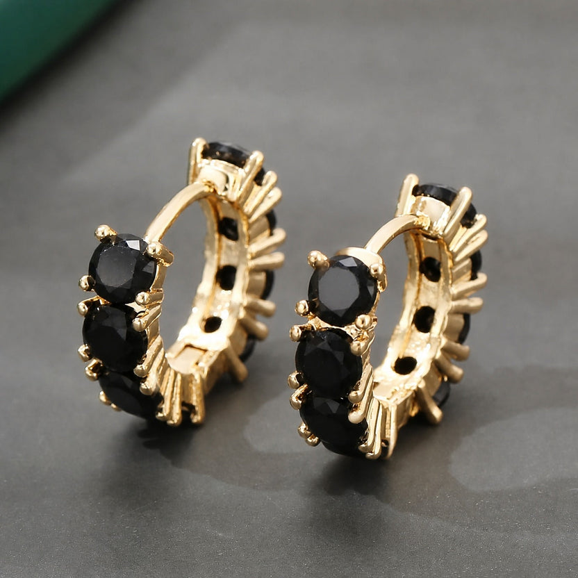 Pendientes luminosos de ónice y circonita
