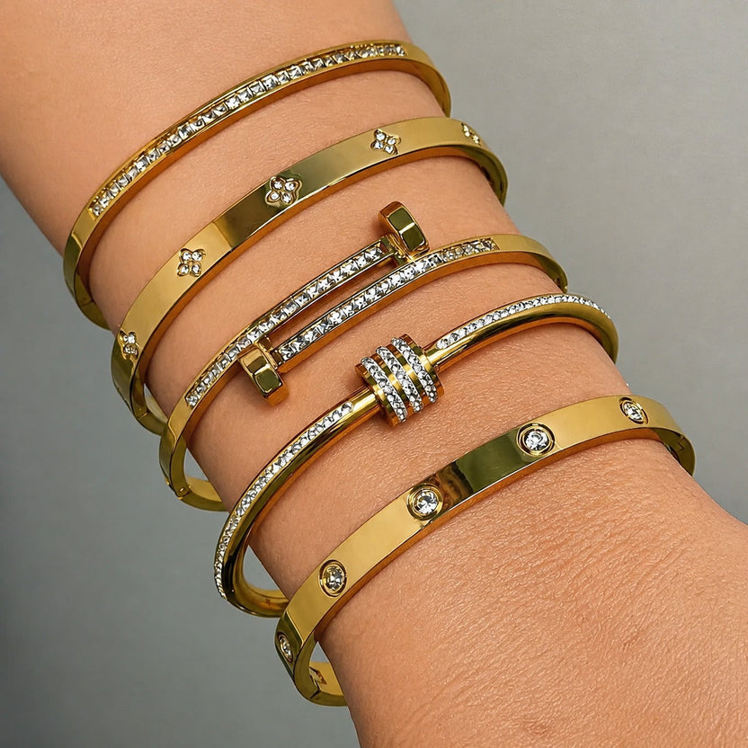 Pulseras statement de oro con cristales