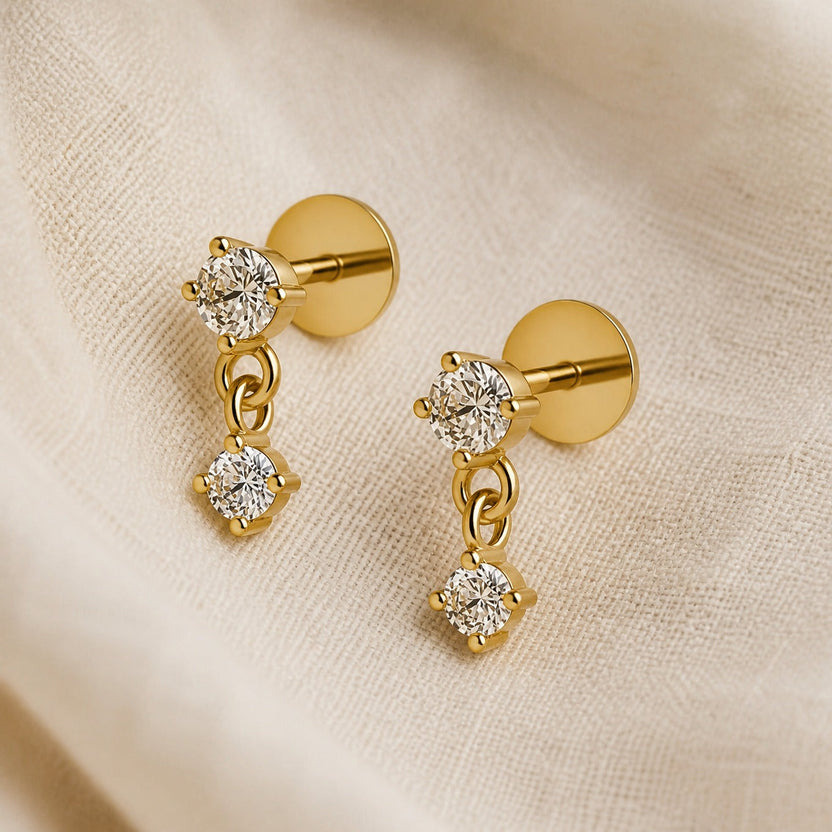 Pendientes minimalistas tipo piercing