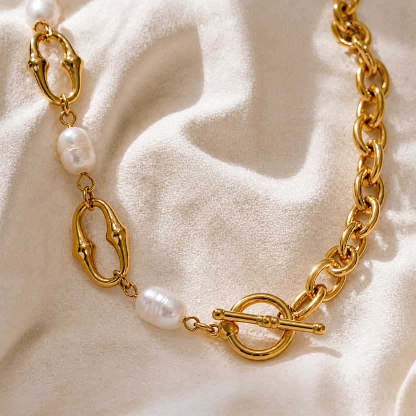 Collar de cadena con esencia de perla