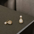 Pendientes colgantes de perlas con halo
