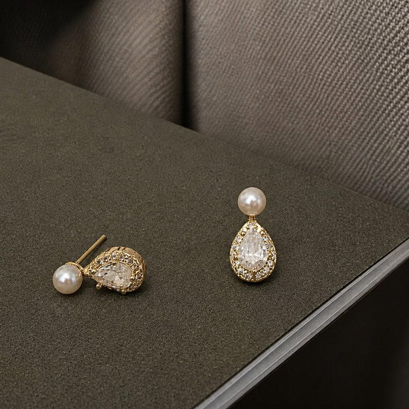 Pendientes colgantes de perlas con halo