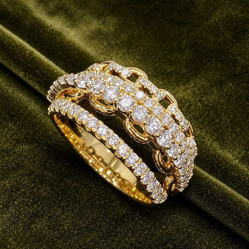 Anillo Prestigio de circonita en capas — Carmen, Lucía & Rocío