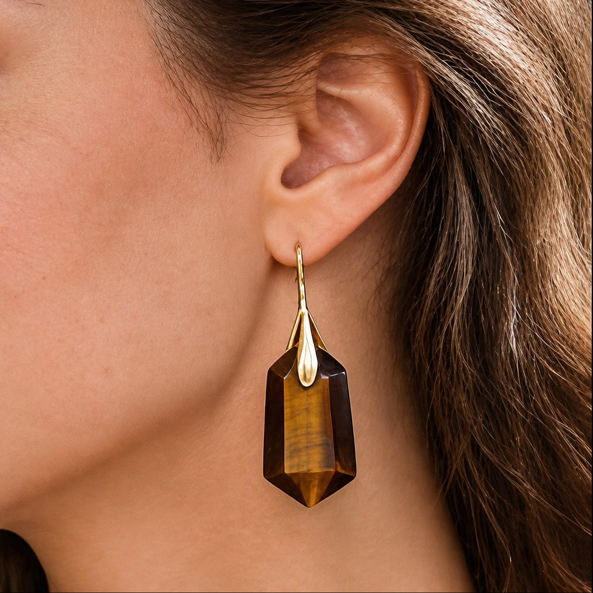 Pendientes artesanales de cuarzo facetado en gota – imagen 7