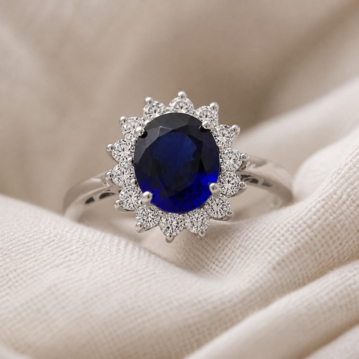 Anillo de compromiso zafiro atemporal