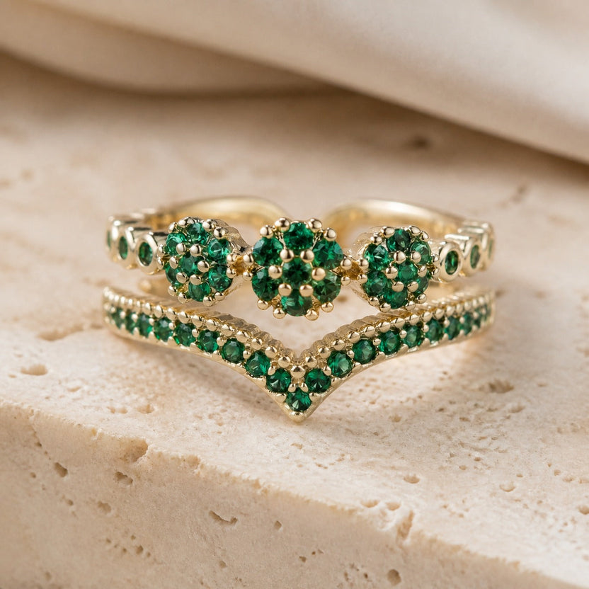 Anillo corona encantada de esmeralda