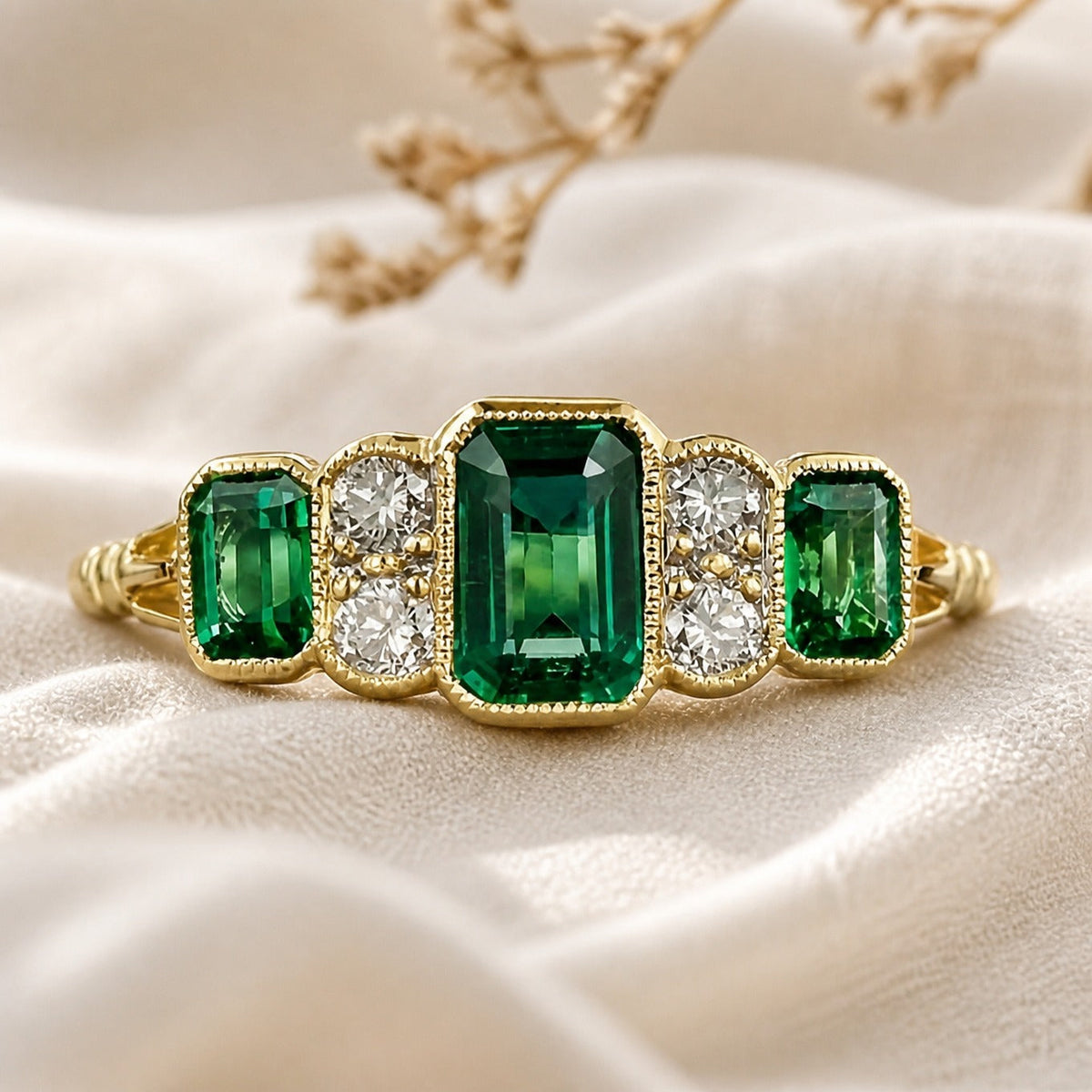 Anillo de oro Prestige esmeralda