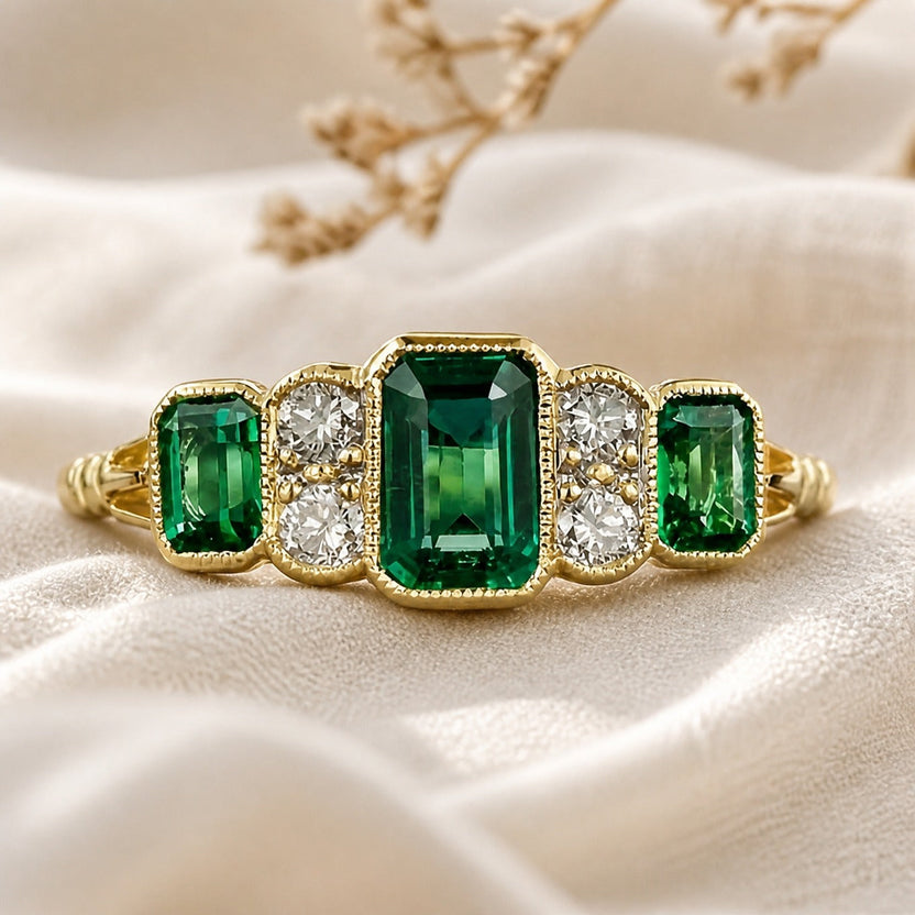 Anillo de oro Prestige esmeralda