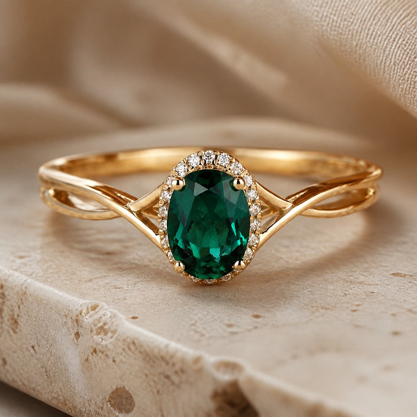 Anillo eterno con flor esmeralda