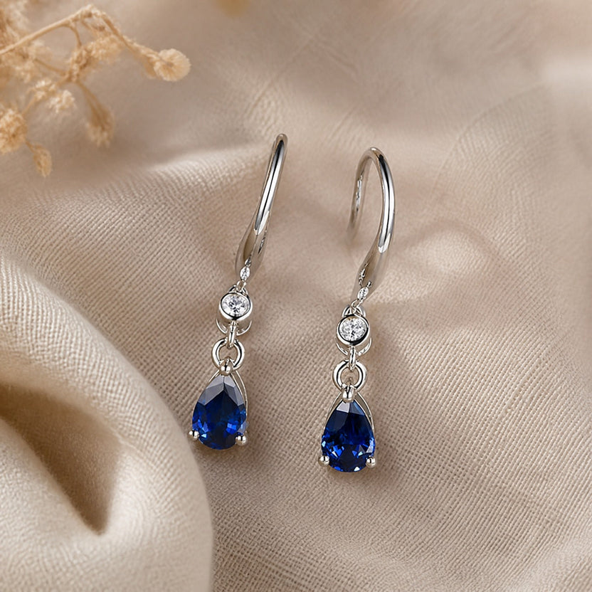 Pendientes colgantes de zafiro real