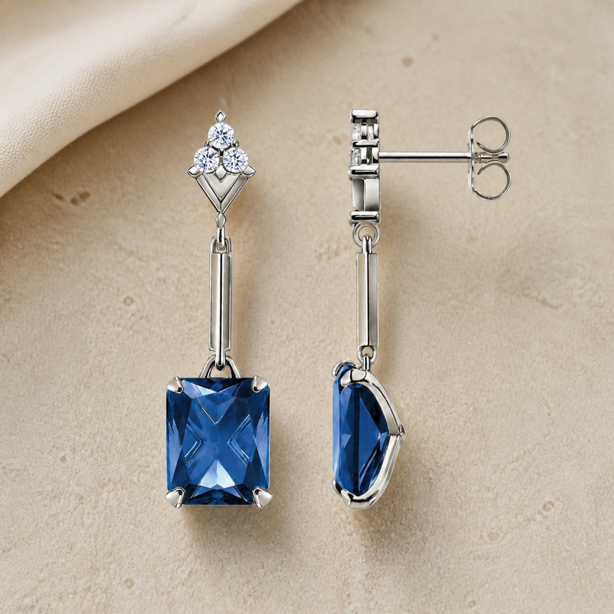 Pendientes colgantes azul zafiro – imagen 2