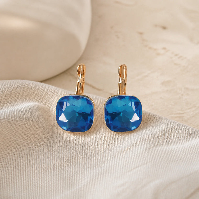 Pendientes colgantes de cristal de zafiro