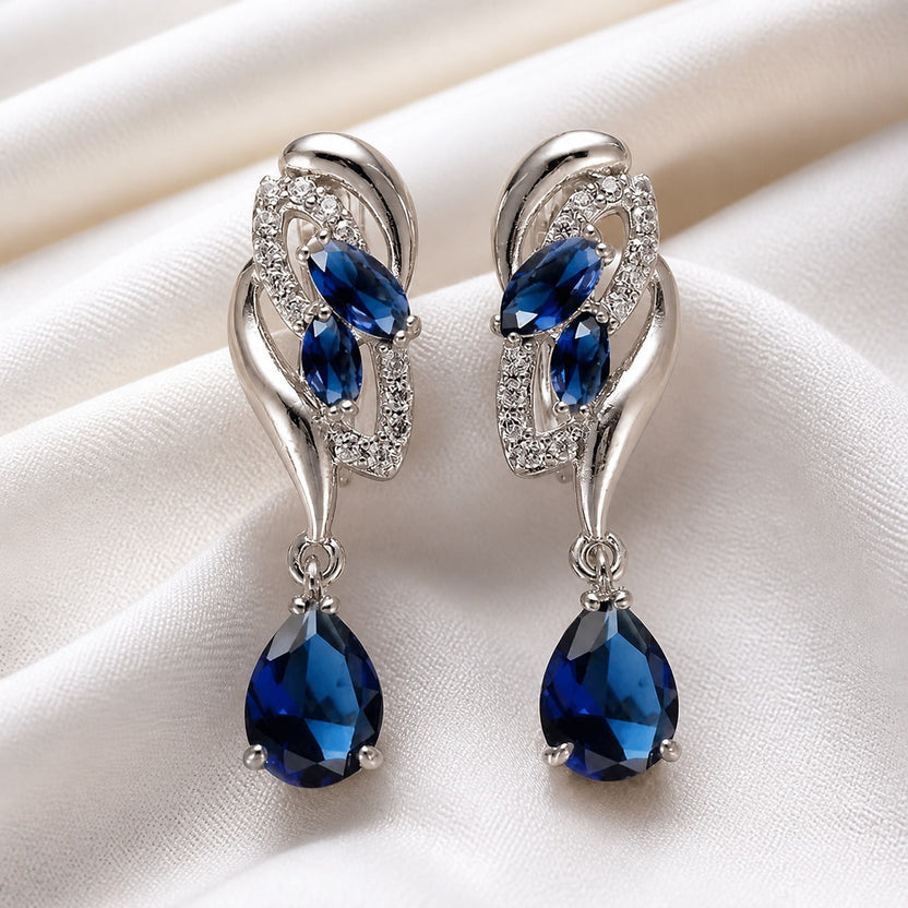 Pendientes atemporales de cristal zafiro