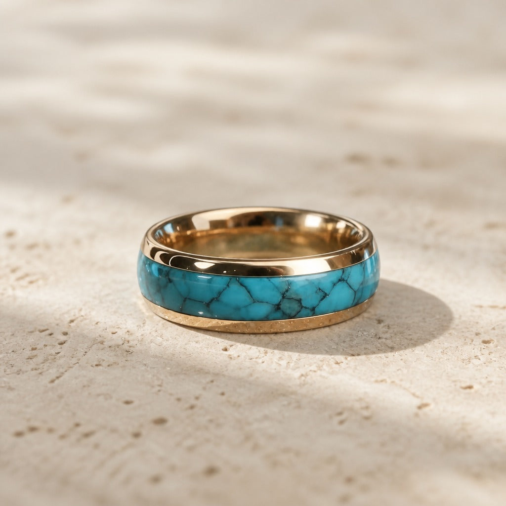 Anillo Élite de banda con turquesa — Carmen, Lucía & Rocío