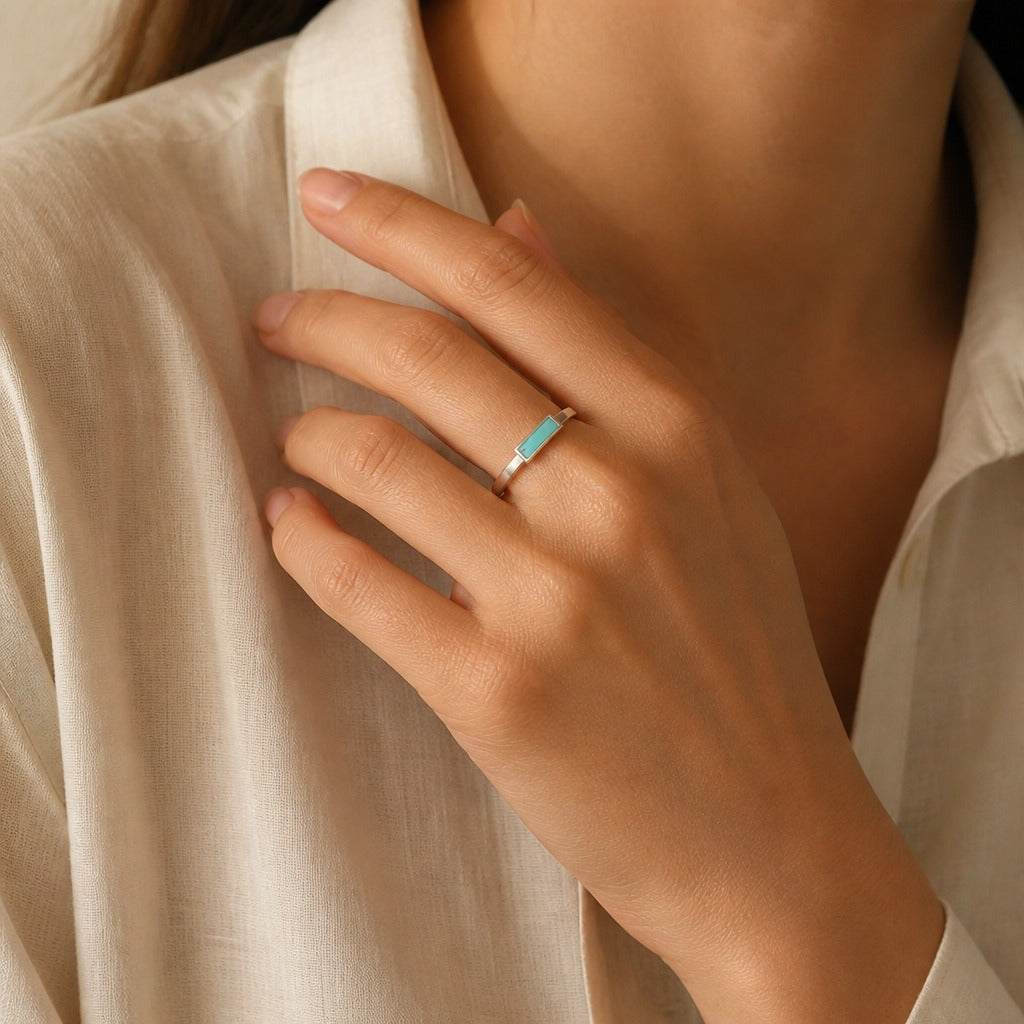 Anillo de ágata musgo exquisito