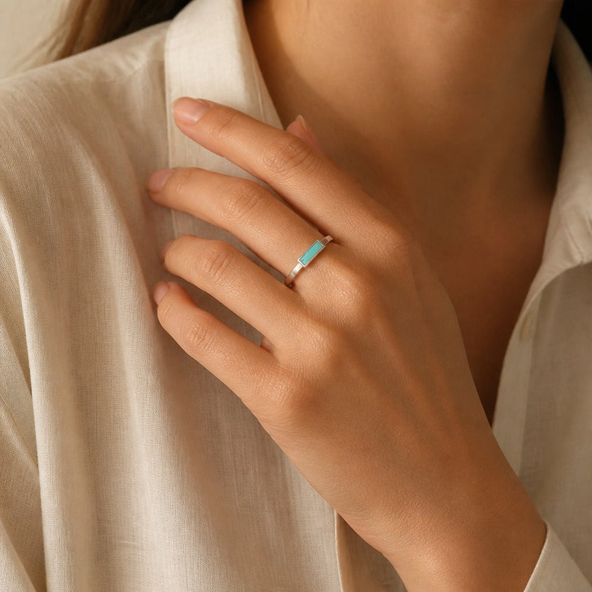 Anillo de ágata musgo exquisito