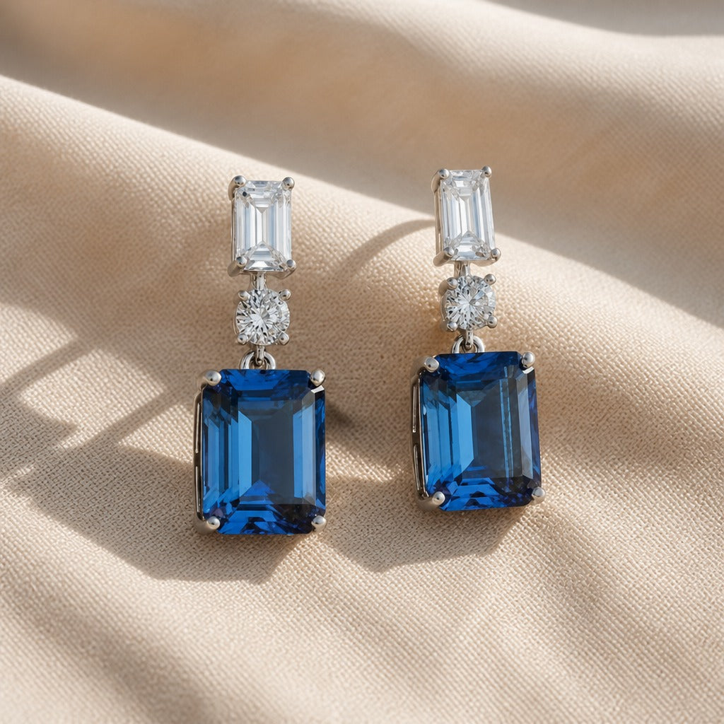 Pendientes de gota de circonia azul – imagen 2