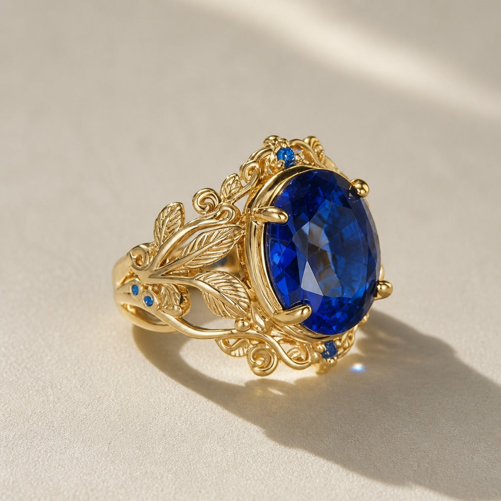 Anillo de hojas de enredadera con cristales – imagen 2