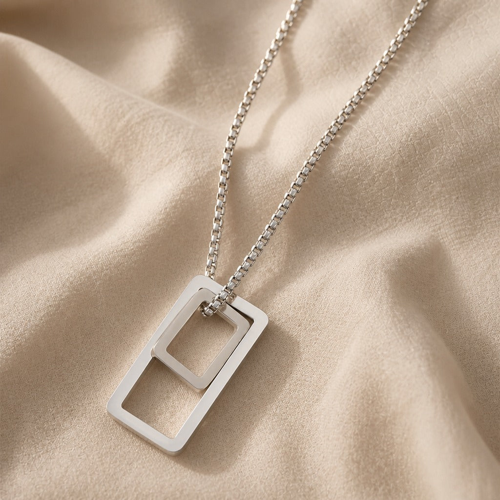 Collar con colgante geométrico rectangular – imagen 2