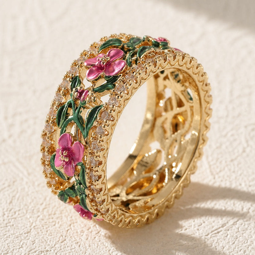 Anillo artesanal botánico de acento