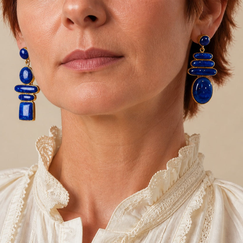 Pendientes colgantes de circonita azul celeste