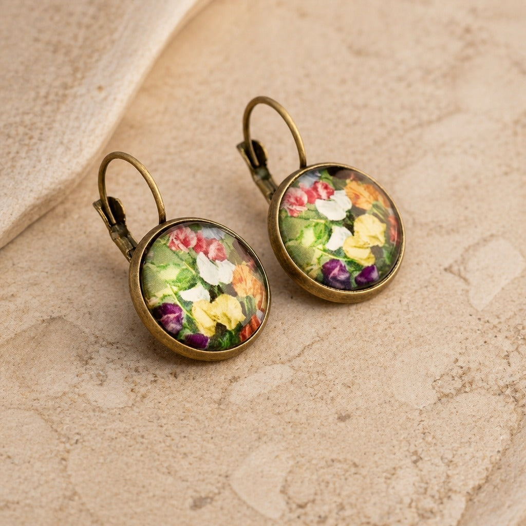 Pendientes llamativos de flor antigua – imagen 3