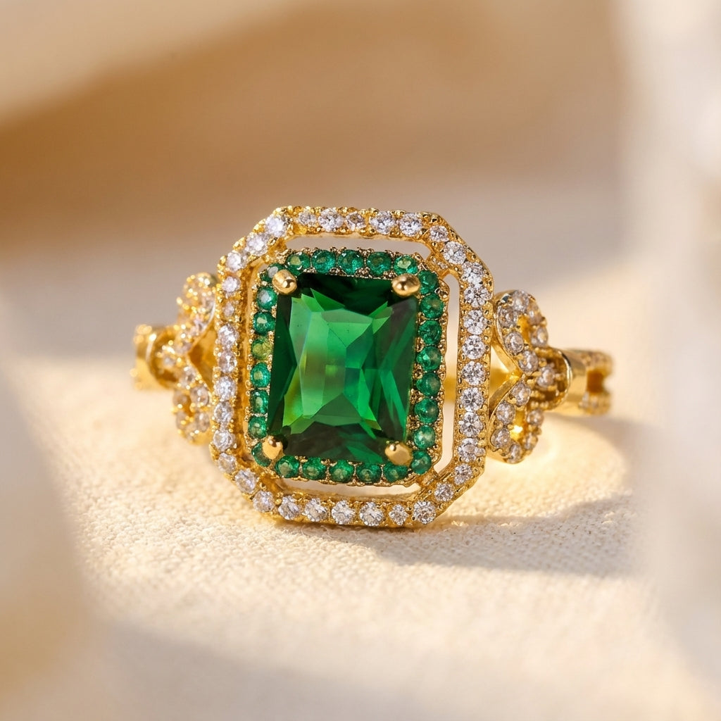 Anillo Elowira Starwynne de oro con esmeralda