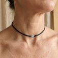 Gargantilla minimalista de ópalo y terciopelo negro – imagen 4
